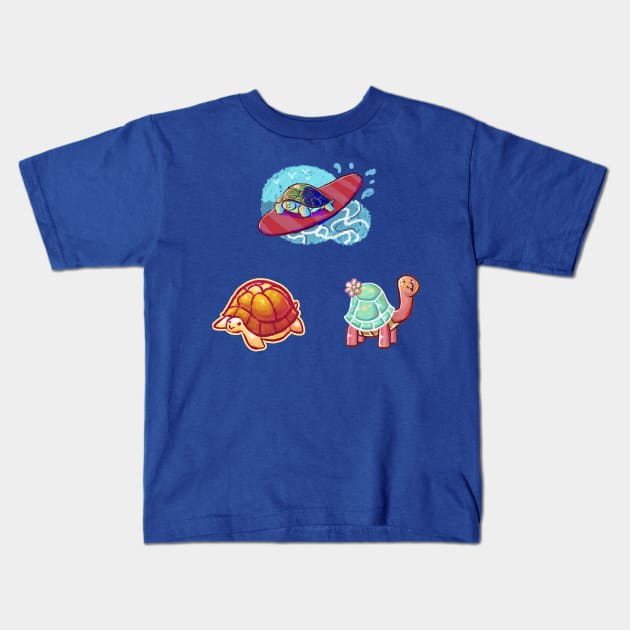 Three Cute Turtles Kids T-Shirt by saradaboru